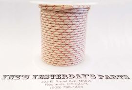18ga, OVERSTOCK, Lacquer Coated Cloth Braided Wire, White / Red XT